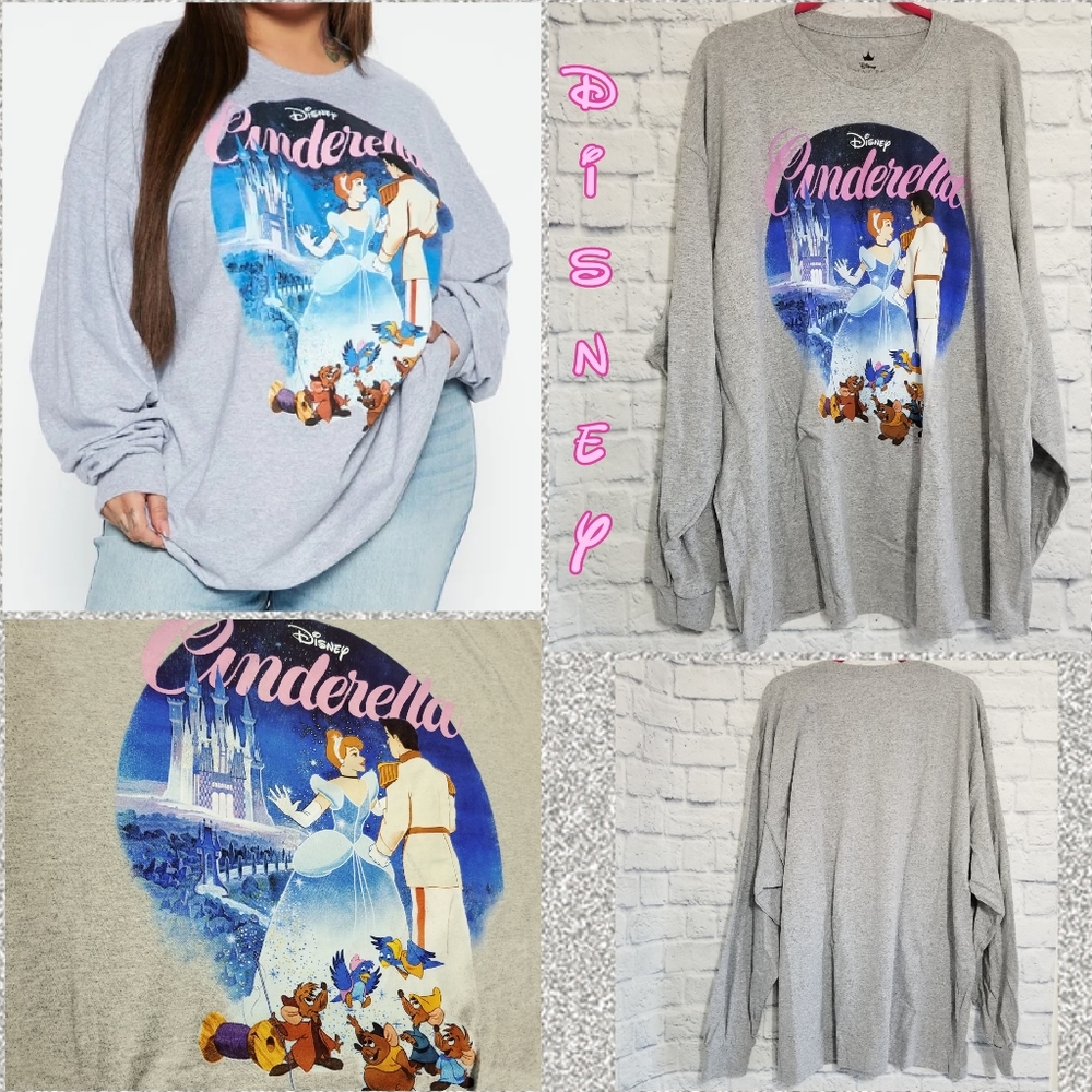 Disney Princess Cinderella Graphic Tee Shirt Top Long Sleeve Oversized 2X New
